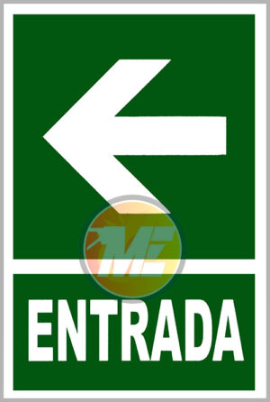 Señalética Entrada con flecha izquierda en formato vertical